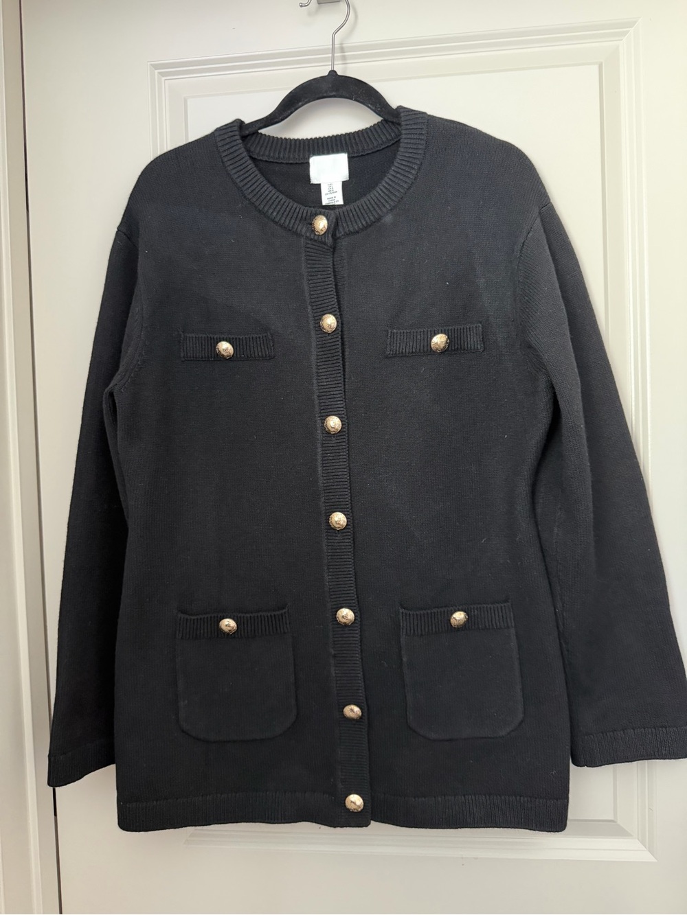 H&M Black Knit Cardigan with Gold Buttons